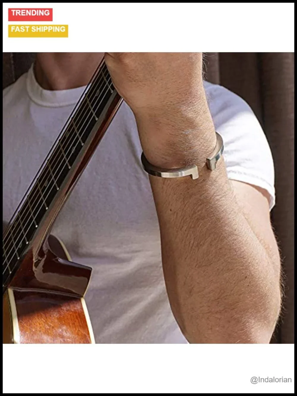 Stainless Steel Men's Cuff Bangle Bracelet with Spring-Clasp Oval Bangle